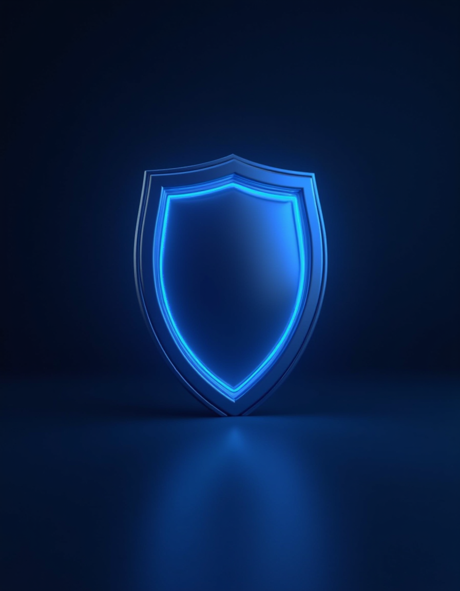 A glowing indigo shield deflecting incoming spam — Bouncer screens every submission at the door.